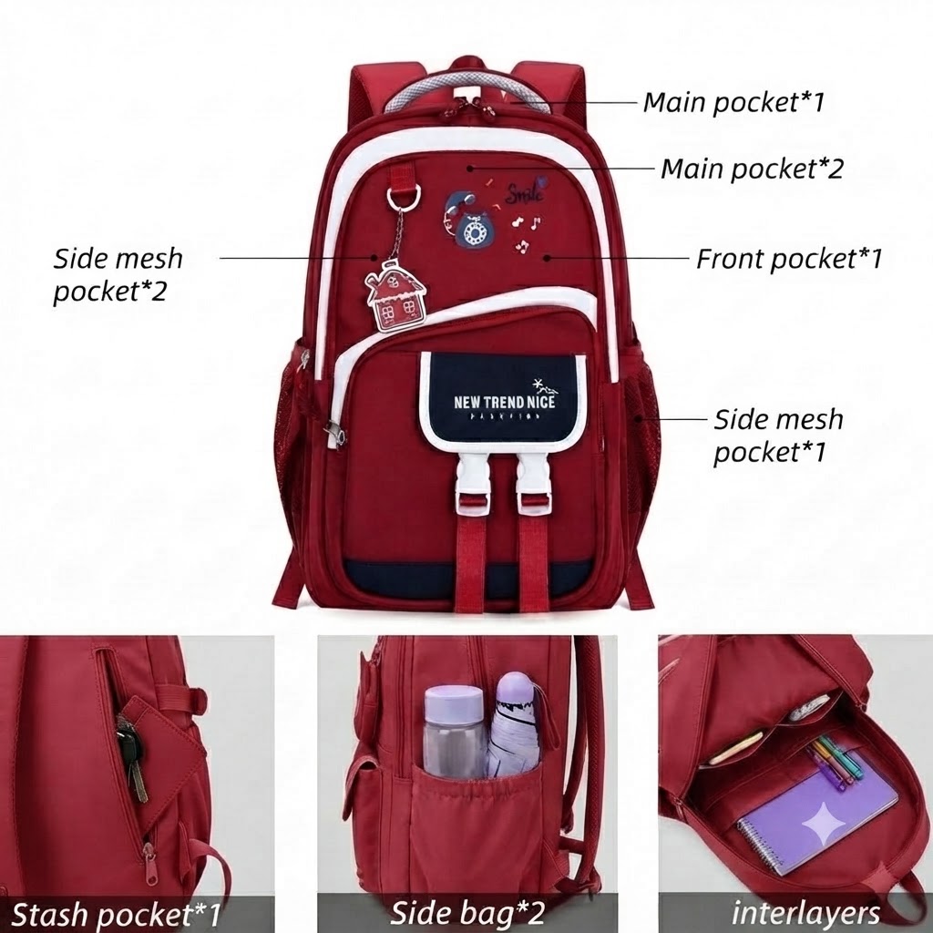 WALSON 30L Korean Laptop Backpack for Men  Women  Fits 17-Inch Laptop  Lightweight Water-Resistant Backpack for School College Office  Travel