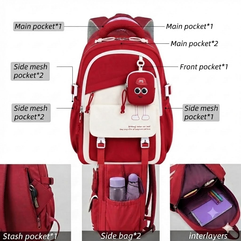 WALSON 30L Korean Laptop Backpack for Men Women Fits 17-Inch Laptop Lightweight Water-Resistant Backpack for School College Office Travel