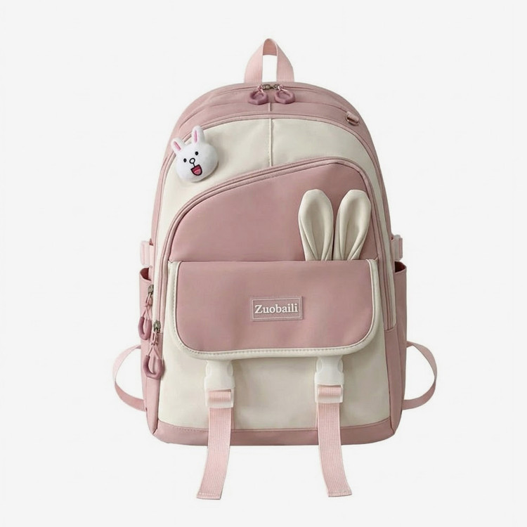 Cute Pink Rabbit Ear Backpack for Girls