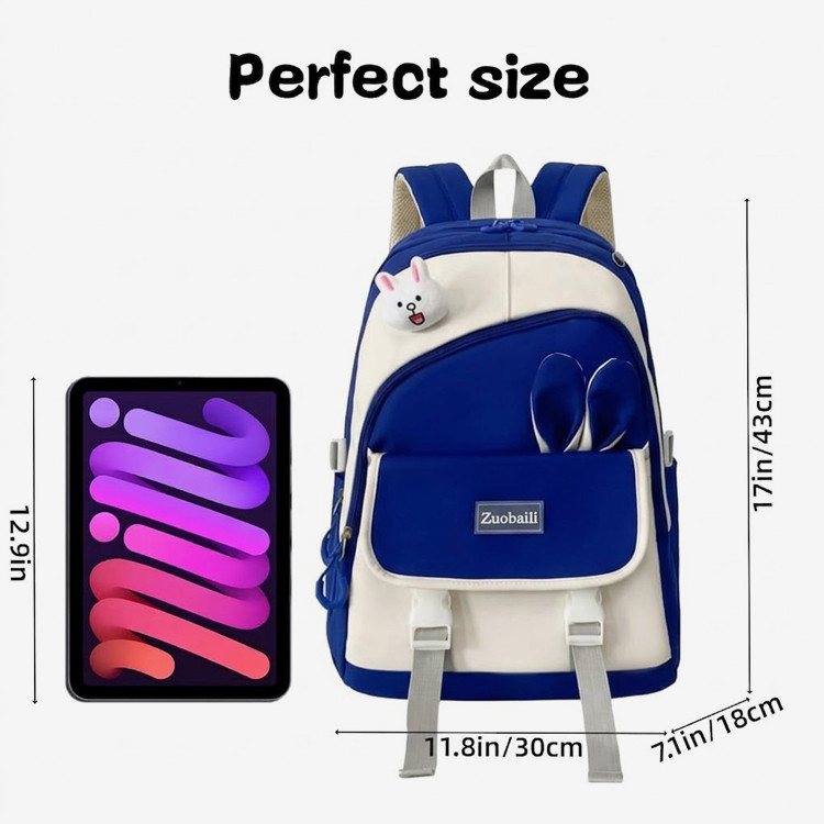Cute Blue Rabbit Ear Backpack for Girls