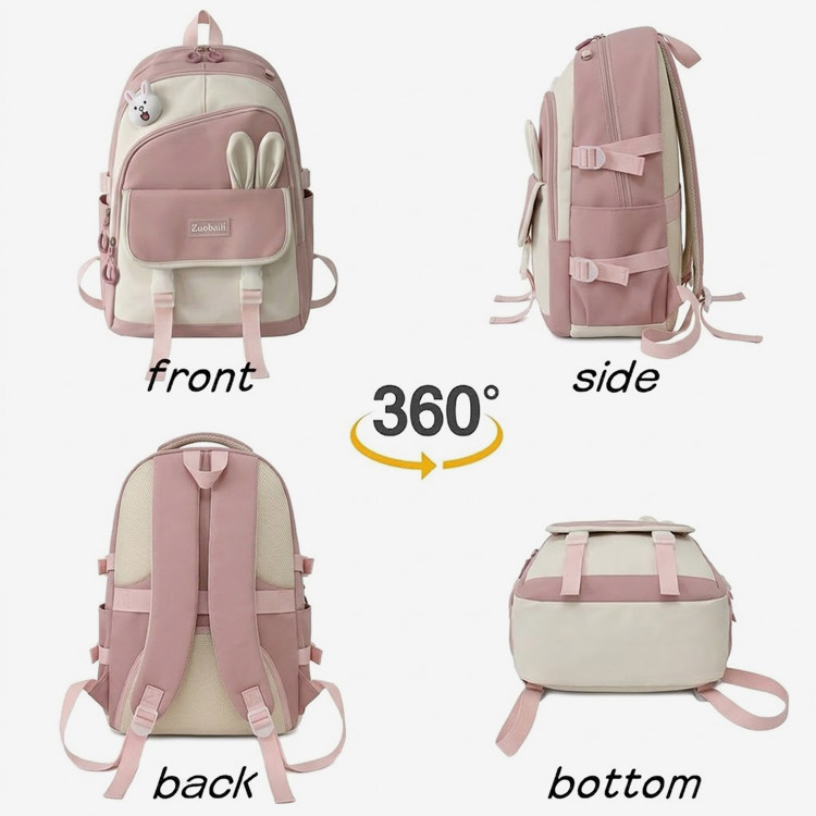 Cute Pink Rabbit Ear Backpack for Girls