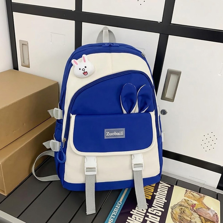 Cute Blue Rabbit Ear Backpack for Girls
