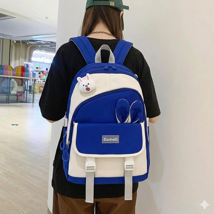 Cute Blue Rabbit Ear Backpack for Girls