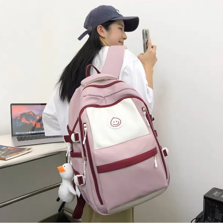 Cute Pink College School Backpack for Girls