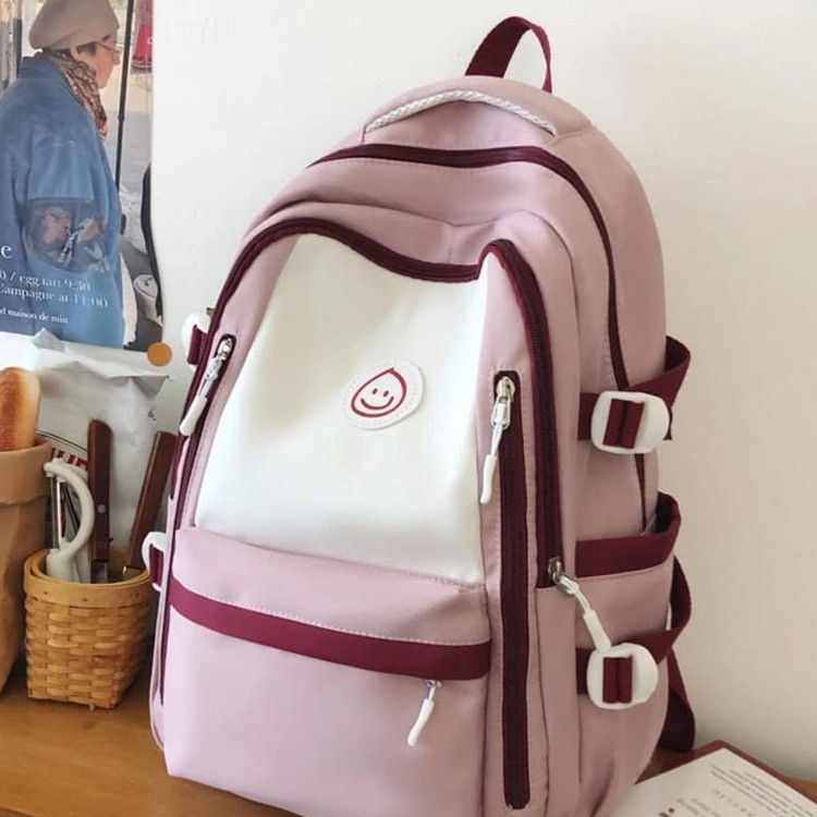 Cute Pink College School Backpack for Girls