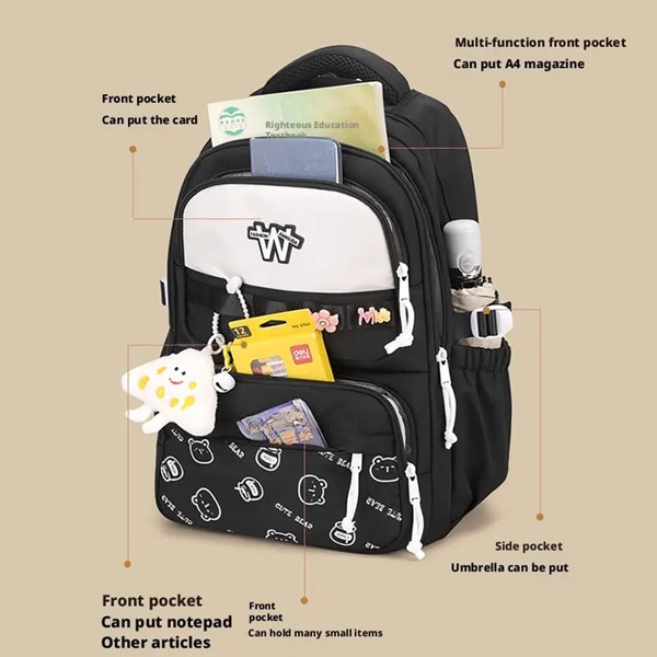 WALSON 30L Korean Laptop Backpack for Men Women Fits 17-Inch Laptop Lightweight Water-Resistant Backpack for School College Office Travel