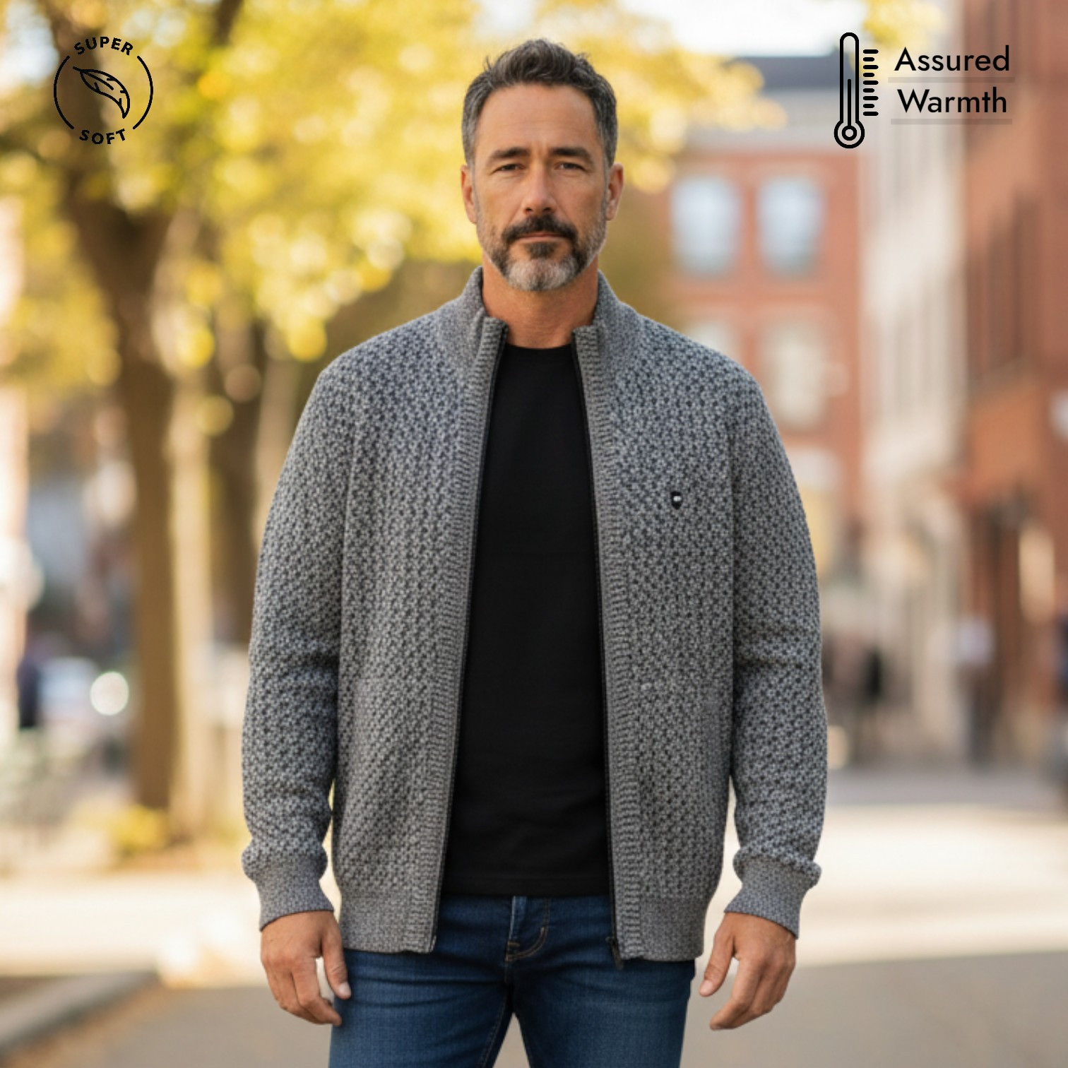 Men Full Zip Sweater