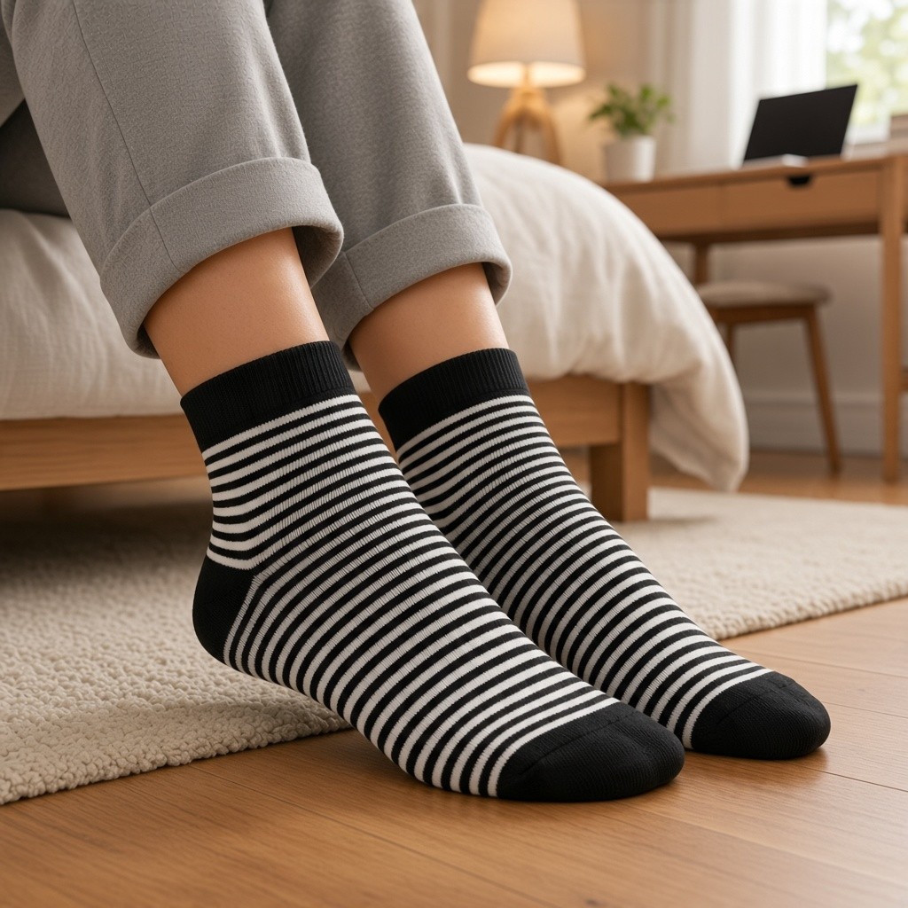 Merino Wool Blend Ankle Socks- Black