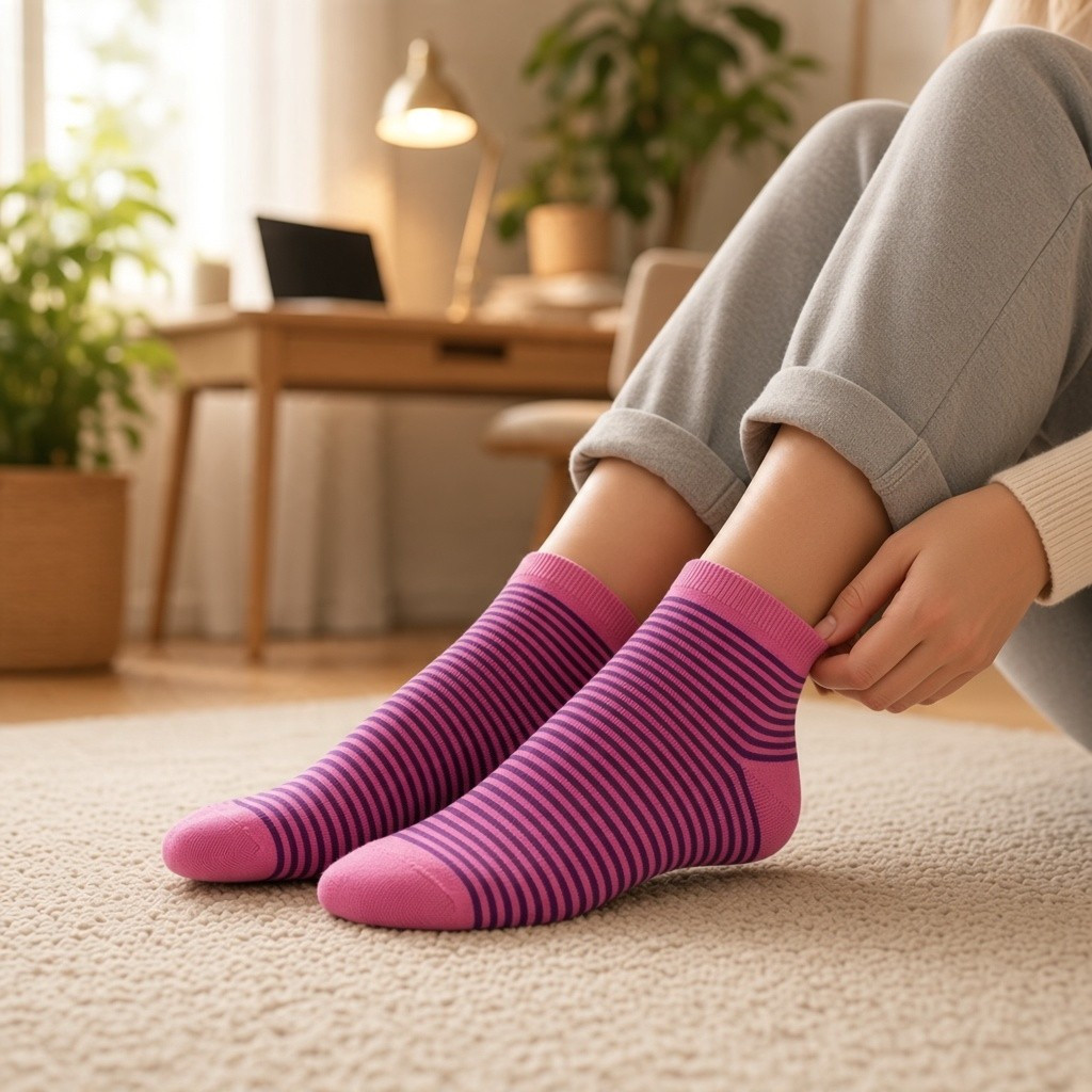 Merino Wool Blend Ankle Socks- Dark Pink