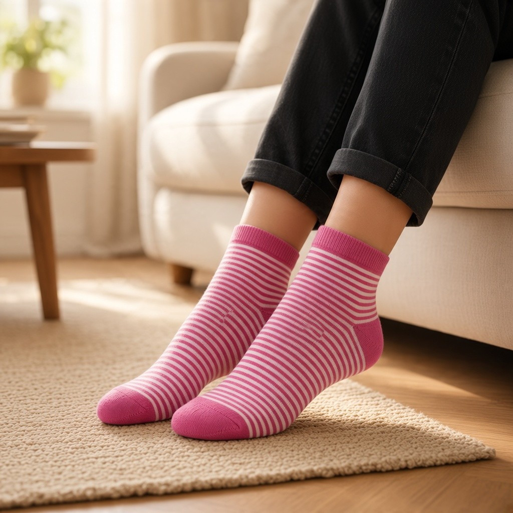 Merino Wool Blend Ankle Socks- Pink