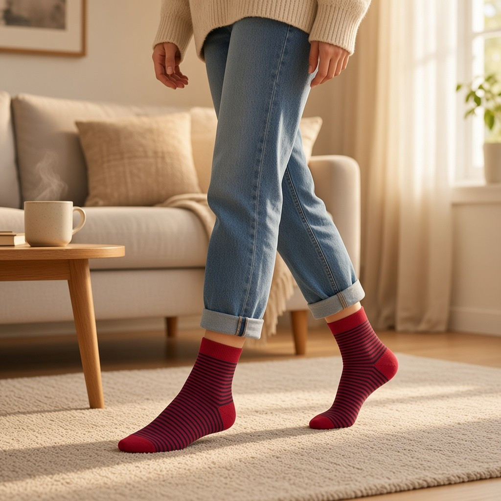 Merino Wool Blend Ankle Socks- Red