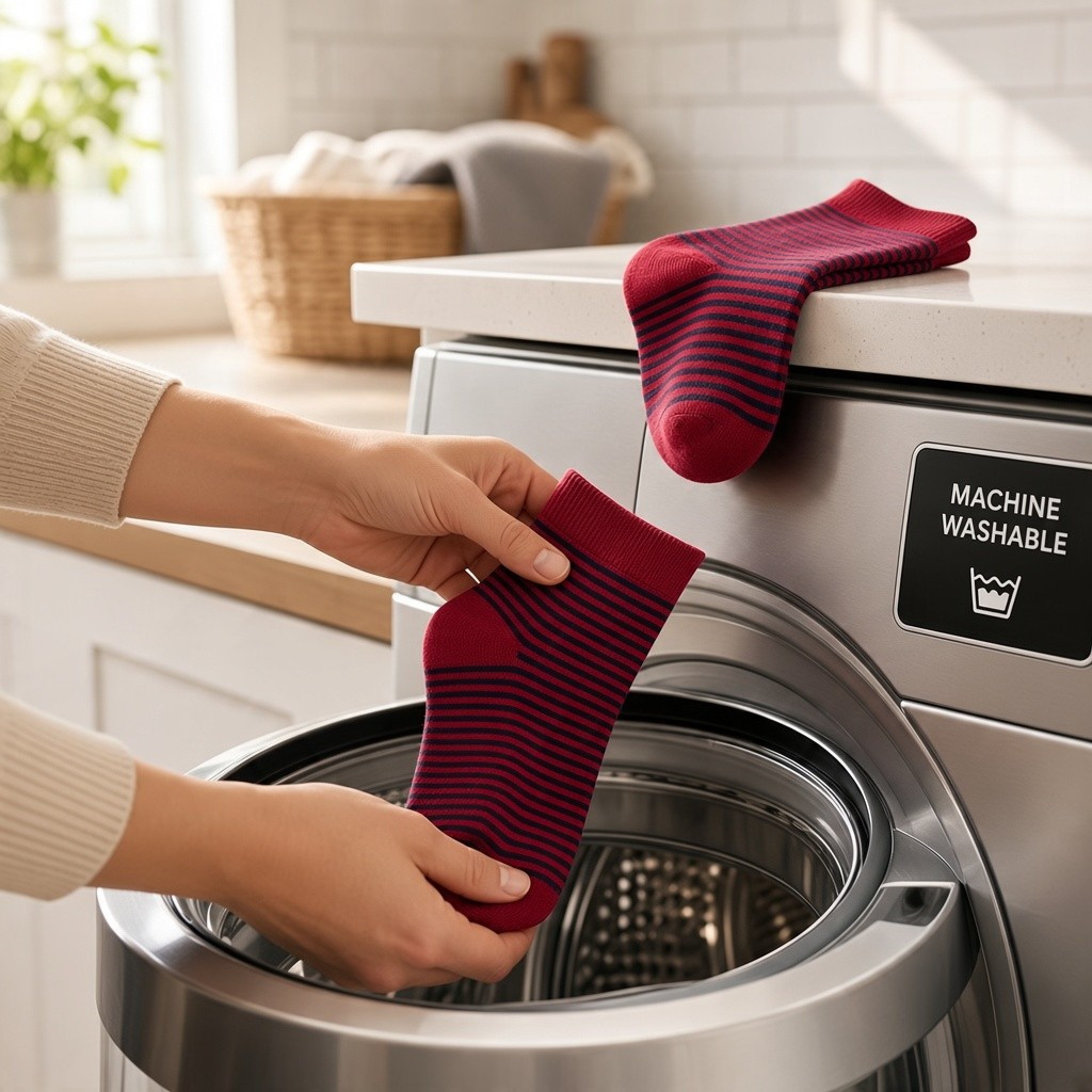 Merino Wool Blend Ankle Socks- Red