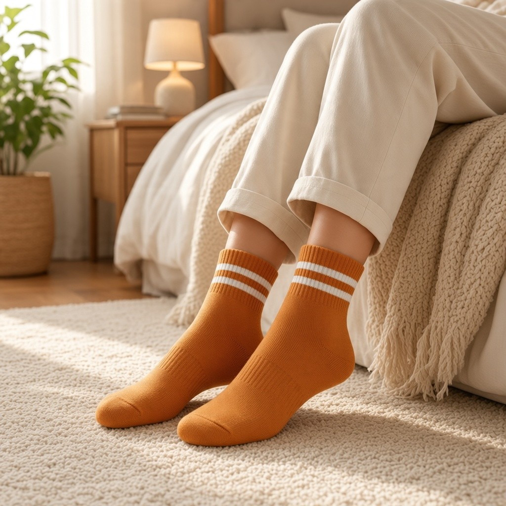 Merino Wool Blend Ankle Socks-Orange