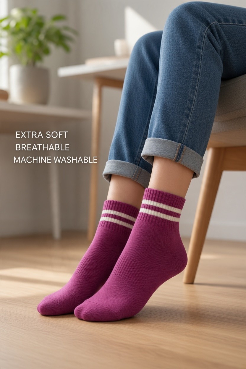 Merino Wool Blend Ankle Socks- Pink