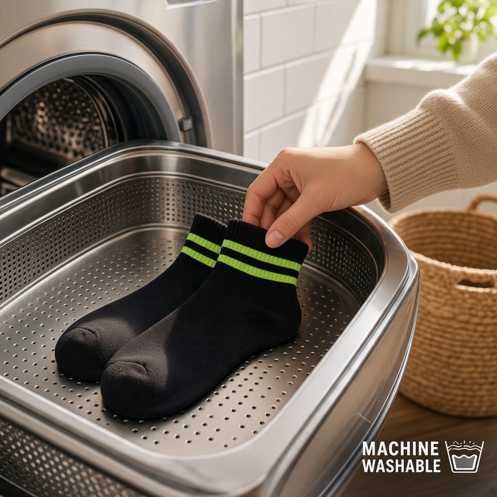 Merino Wool Blend Ankle Socks- Black