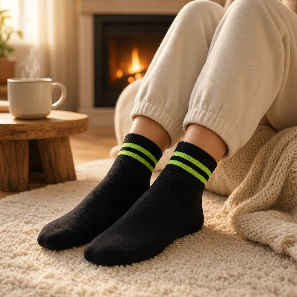 Merino Wool Blend Ankle Socks- Black