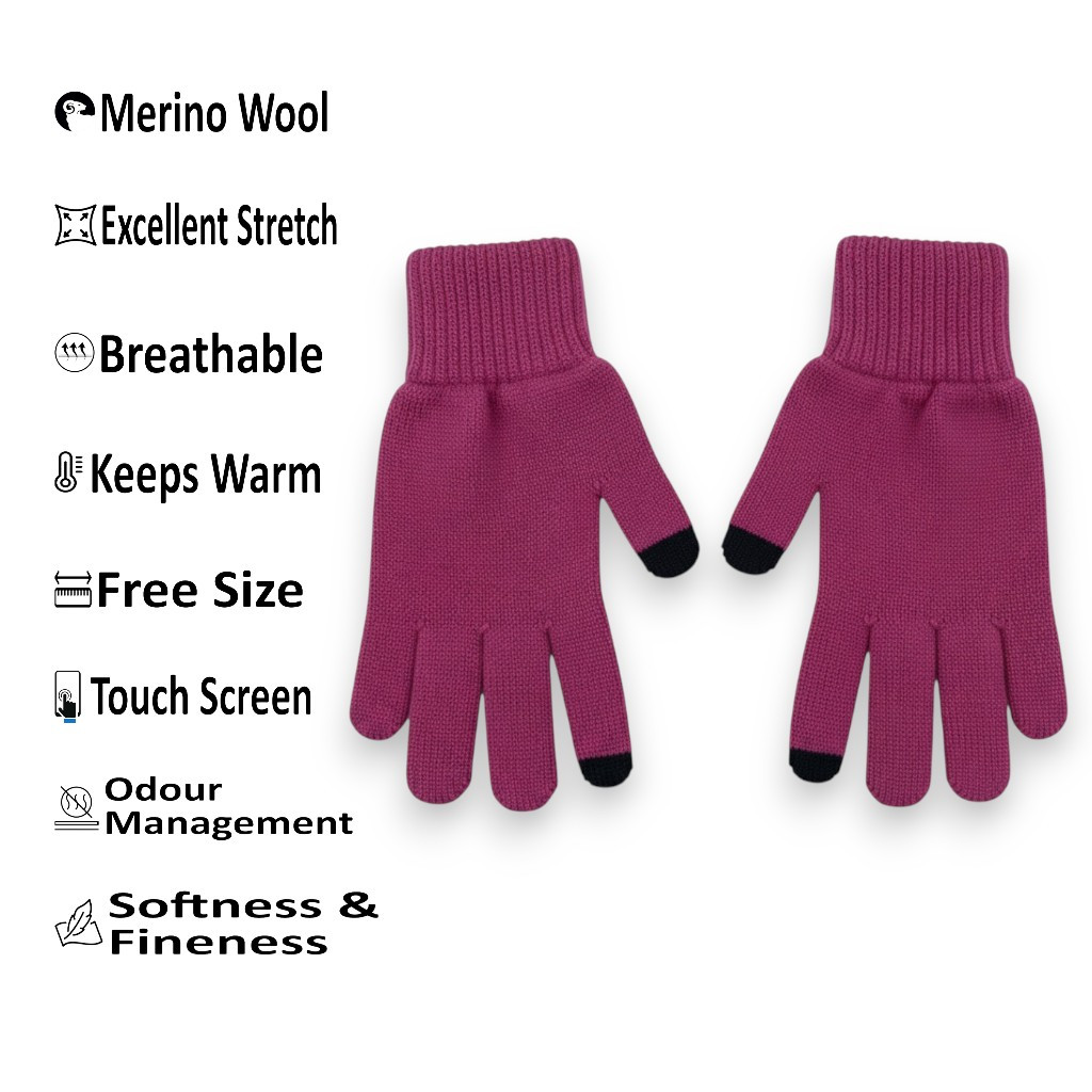 Merino Wool Touch Screen Gloves