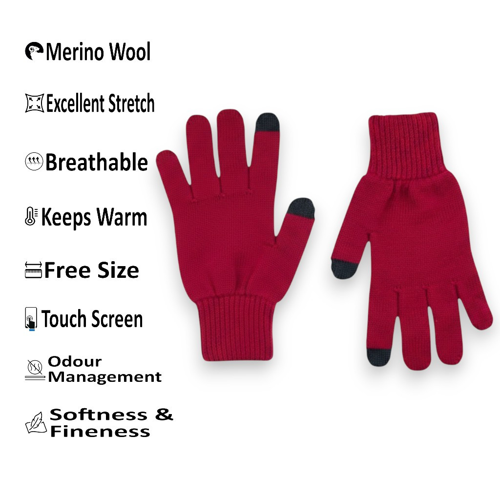 Merino Wool Touch Screen Gloves