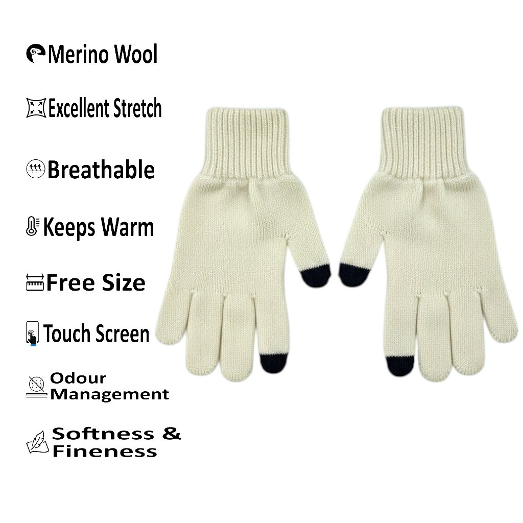 Merino Wool Touch Screen Gloves