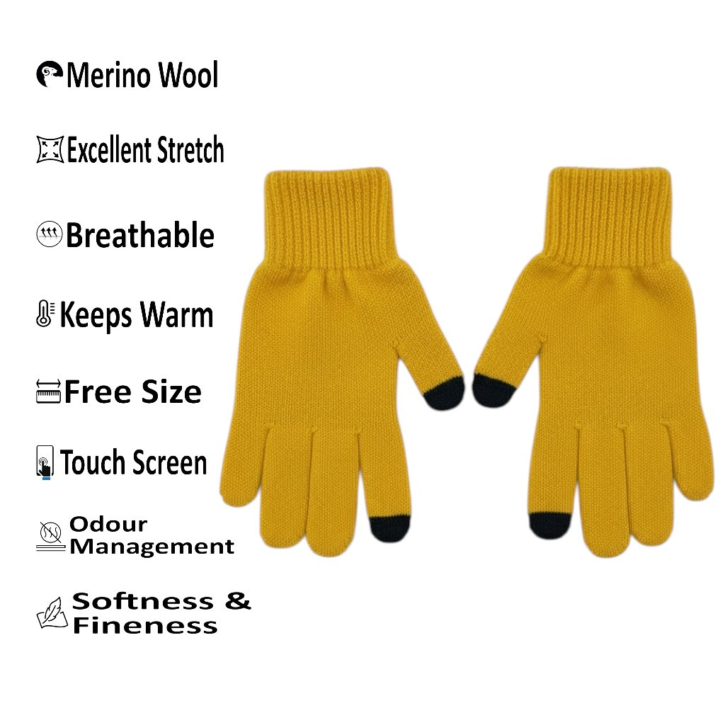 Merino Wool Touch Screen Gloves