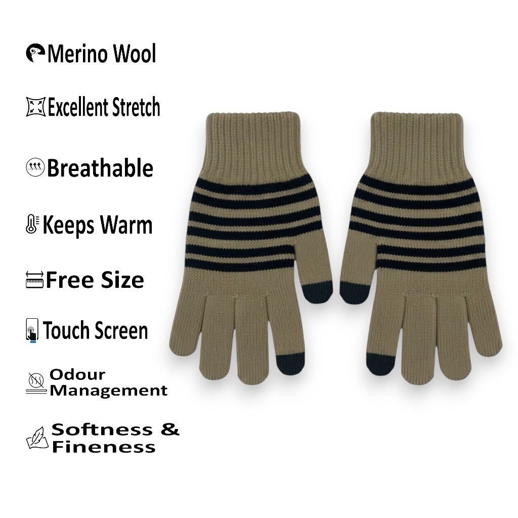 Merino Wool Touch Screen Gloves