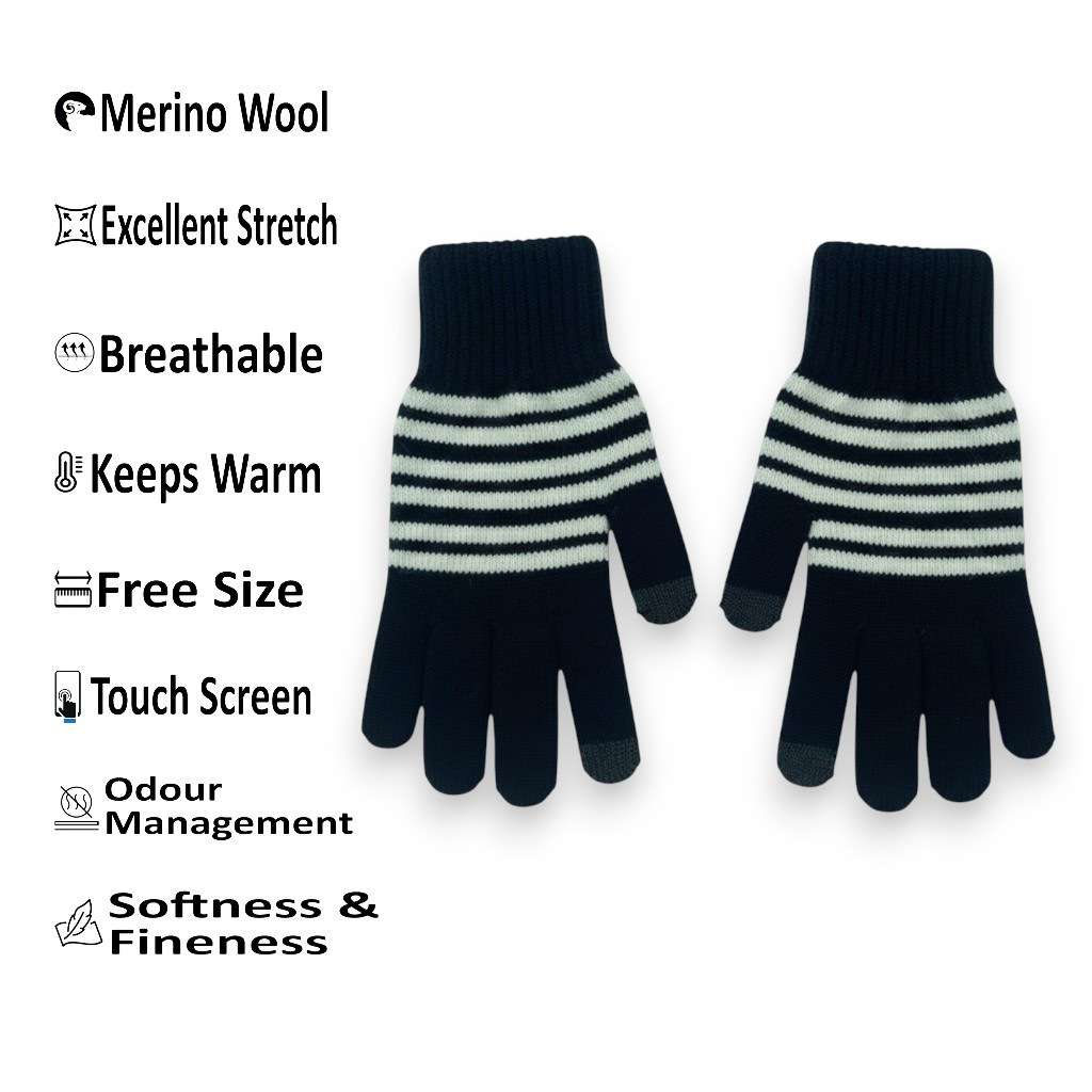 Merino Wool Touch Screen Gloves