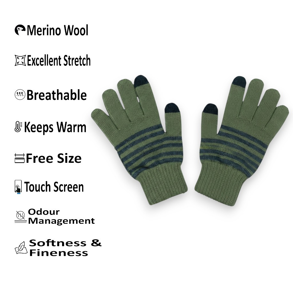 Merino Wool Touch Screen Gloves