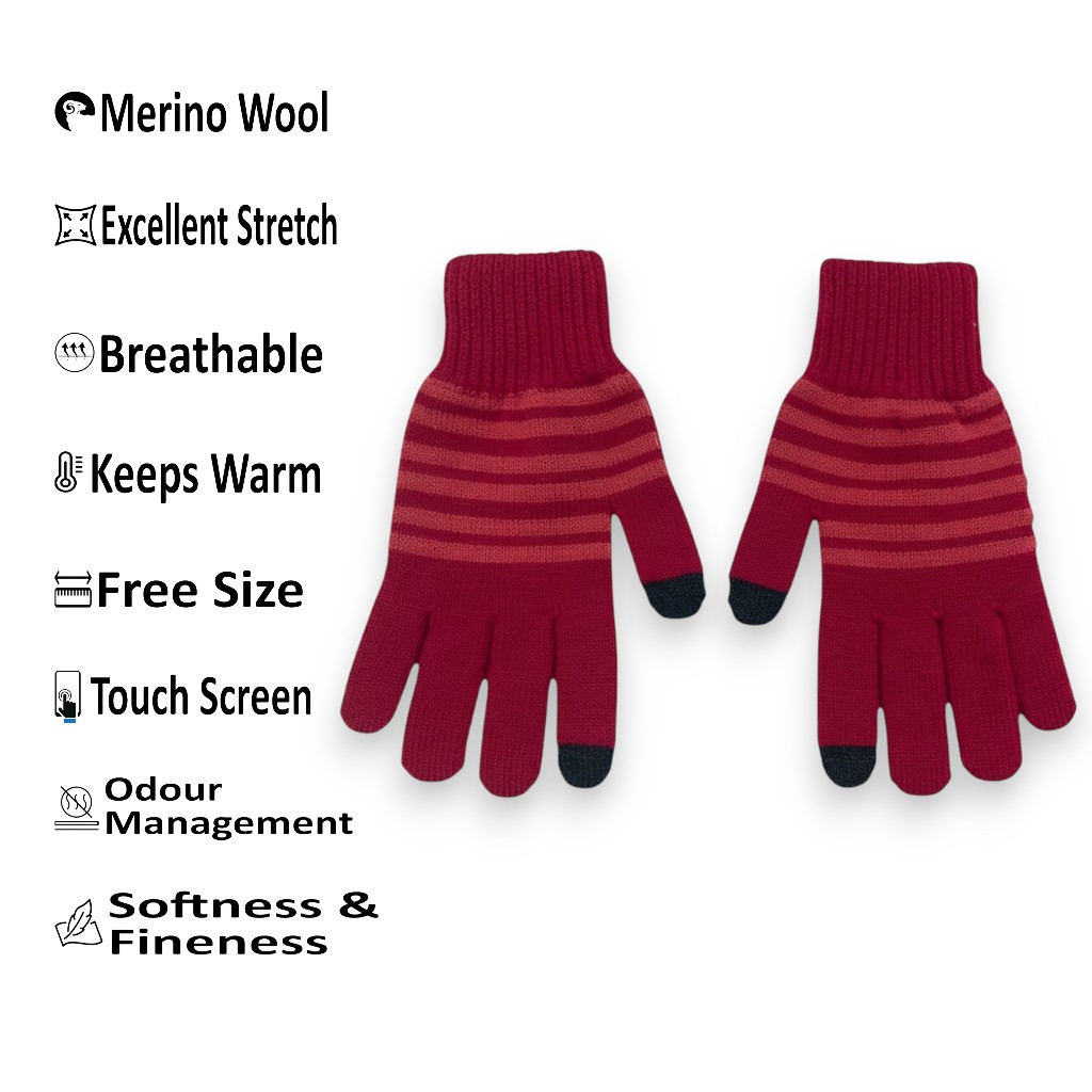 Merino Wool Touch Screen Gloves
