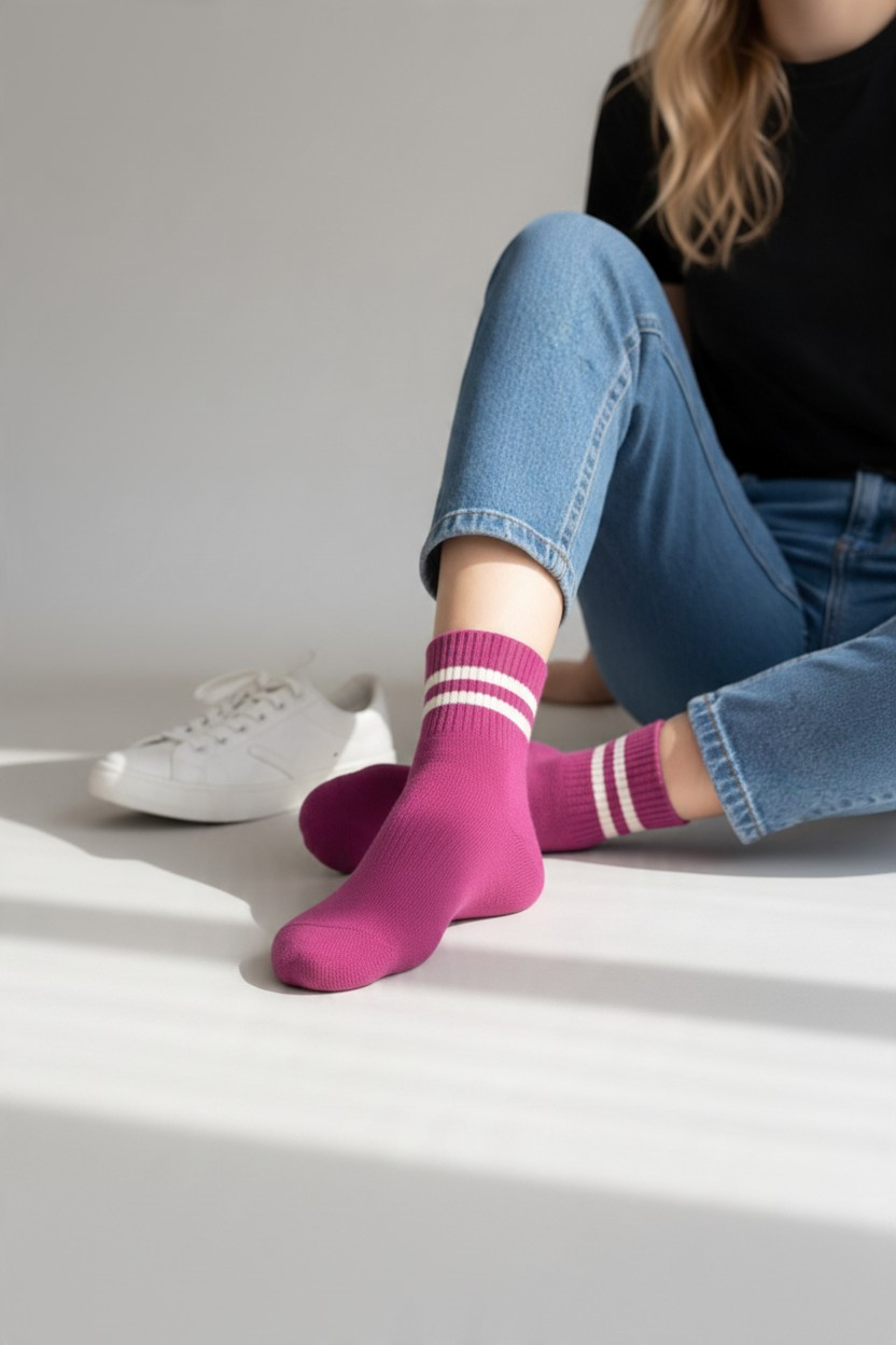 Merino Wool Blend Ankle Socks- Pink