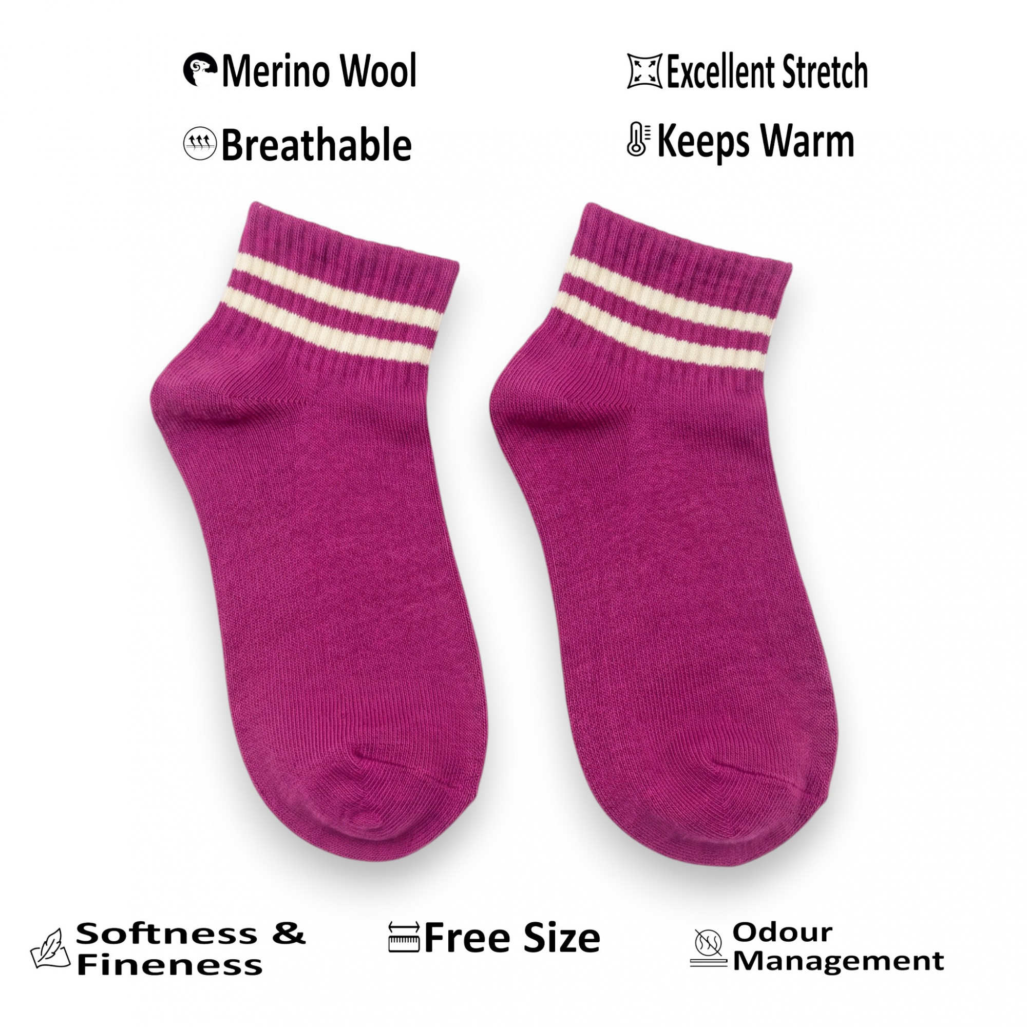 Merino Wool Blend Ankle Socks- Pink