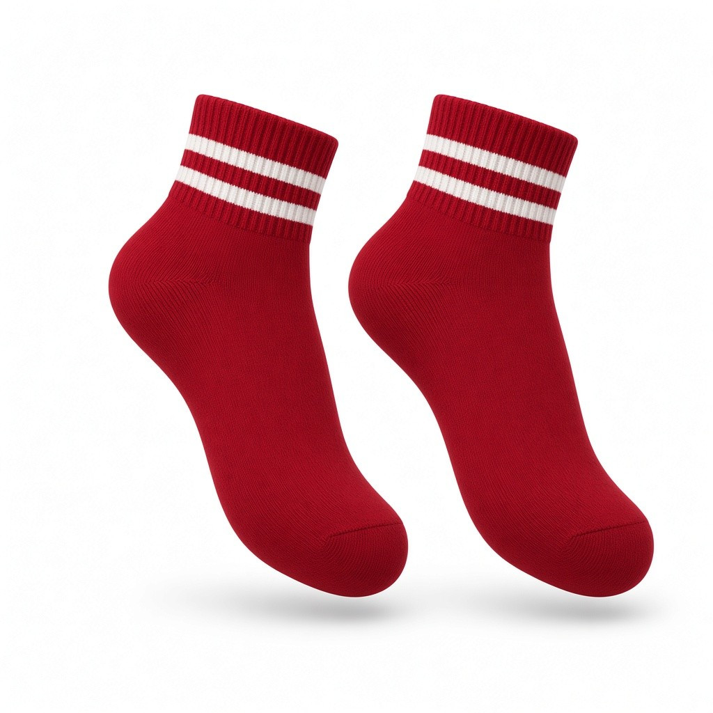 Merino Wool Blend Ankle Socks-Red