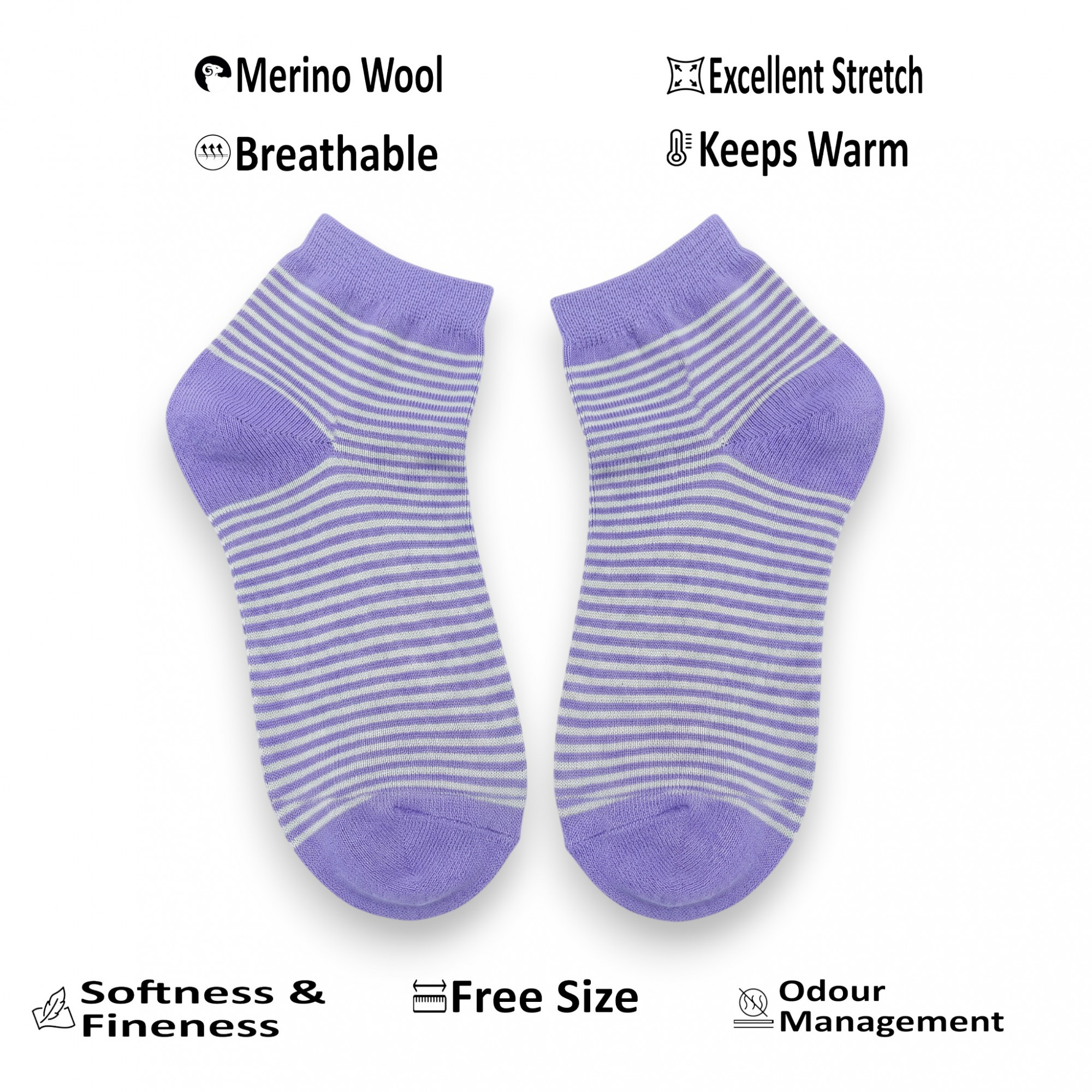 Merino Wool Blend Ankle Socks- Lavender