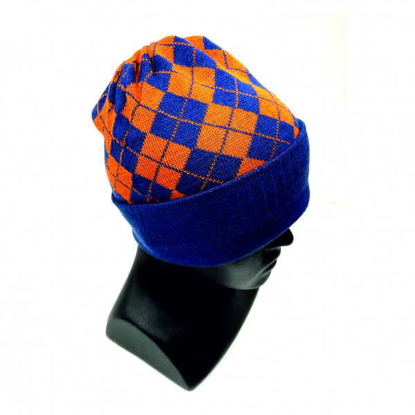 Merino Wool Reversible Cap- Orange Navy