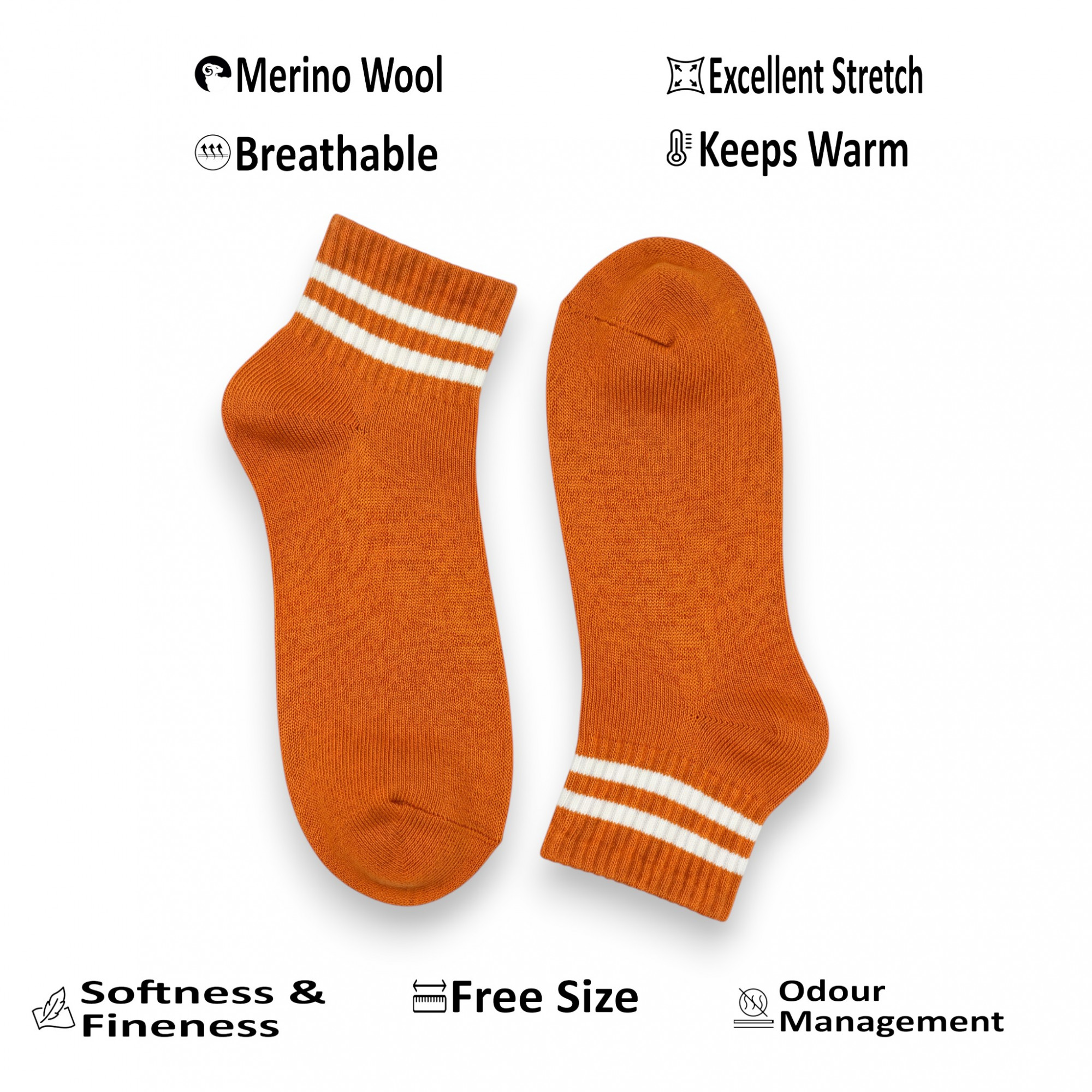 Merino Wool Blend Ankle Socks-Orange