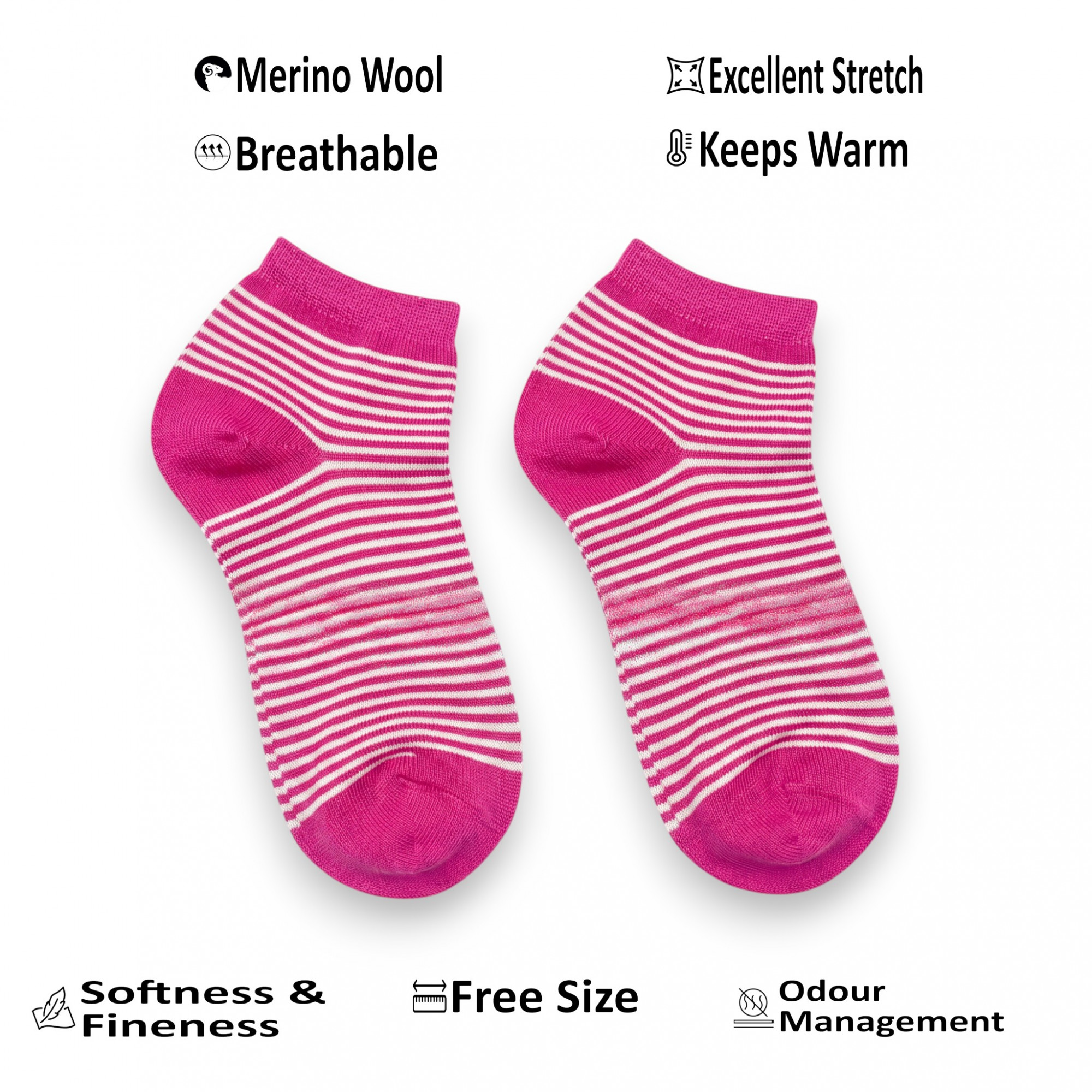 Merino Wool Blend Ankle Socks- Pink
