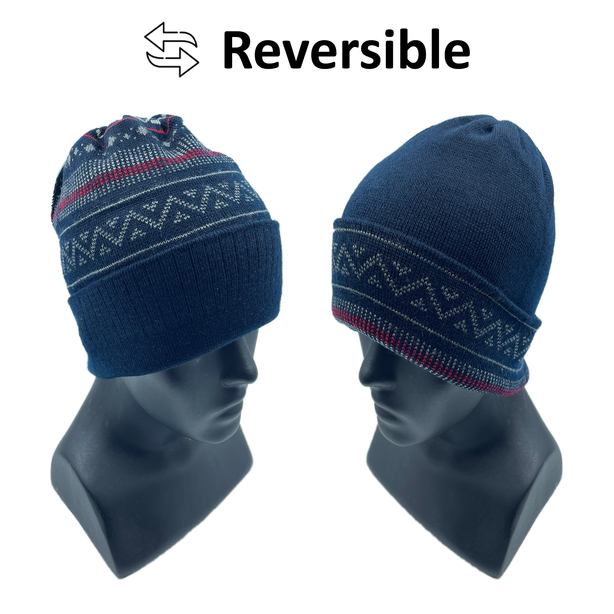 Merino Wool Reversible Cap Blue