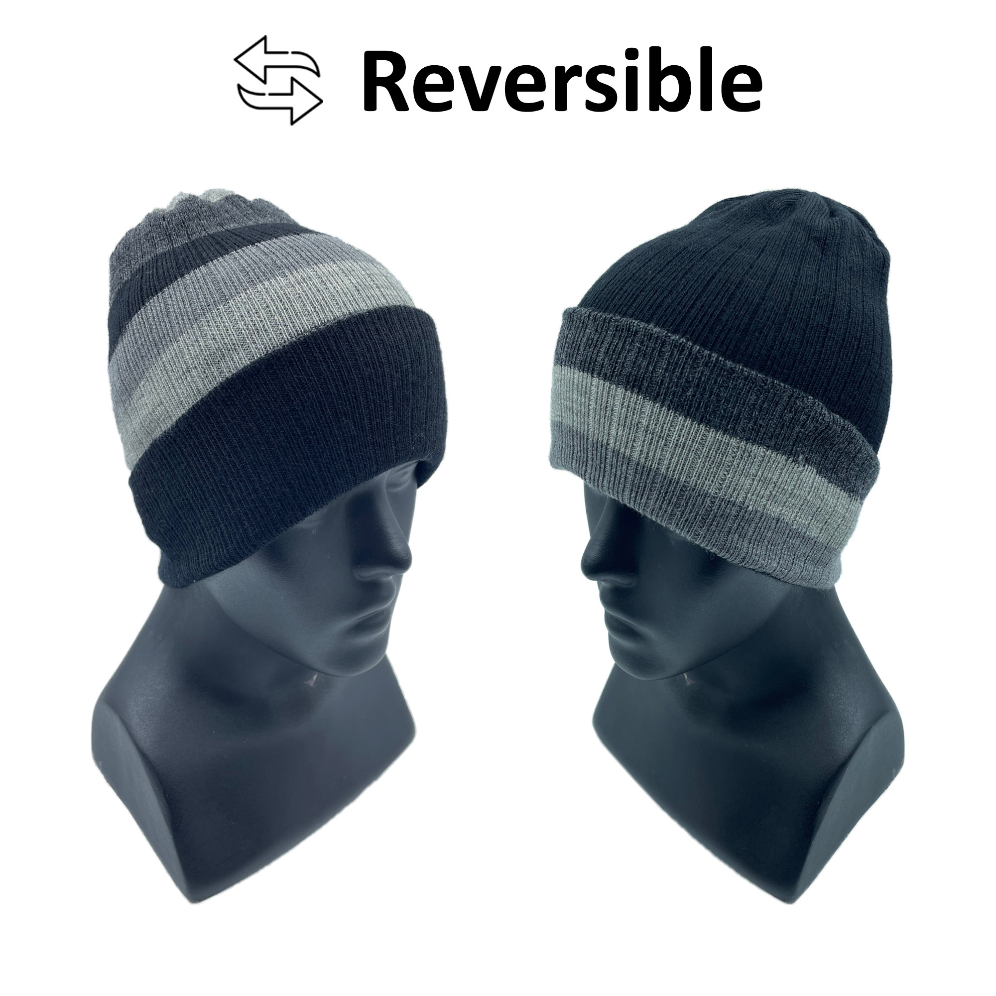 Merino Wool Reversible Cap Black
