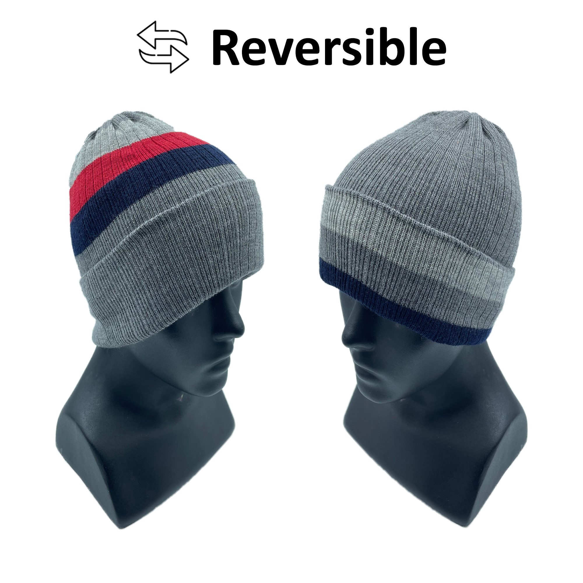 Merino Wool Reversible Cap Light Grey