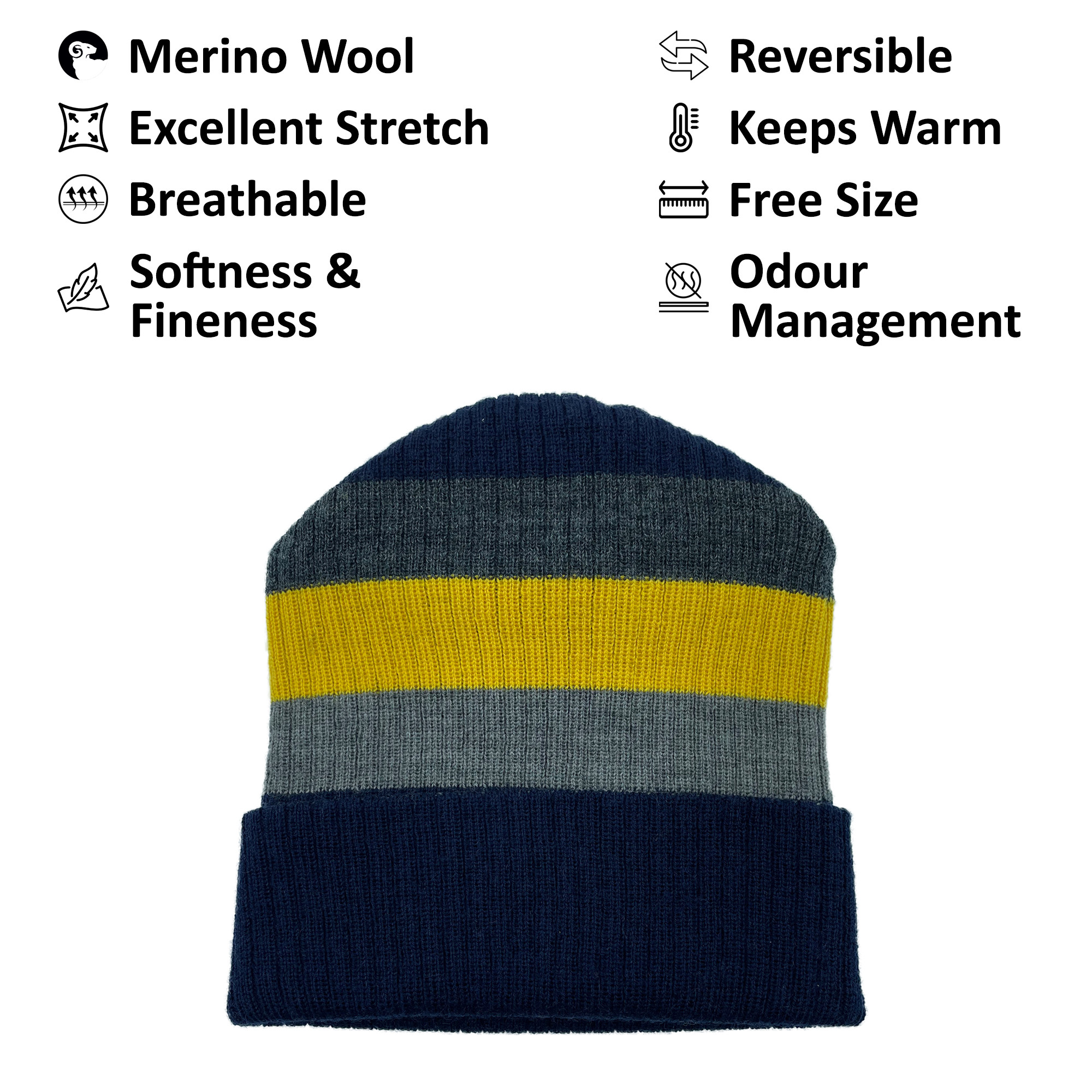 Merino Wool Reversible Cap Navy