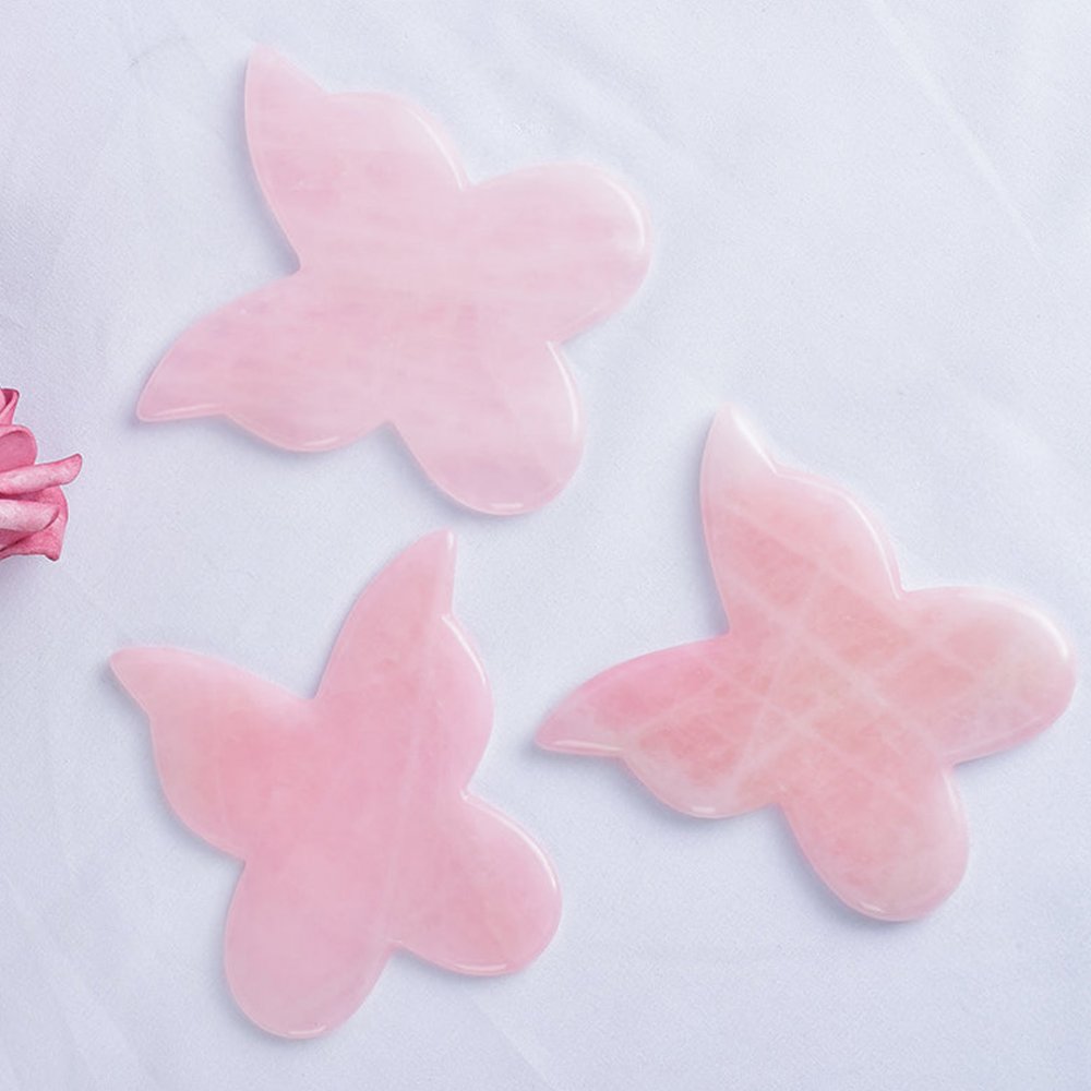Rose Quartz Butterfly Gua Sha