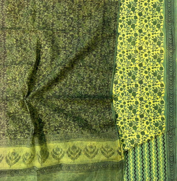 Ajrakh Vanaspati Nashpal Jaal Small Cotton Suit Set with Kota Doria Dupatta (3-Piece)