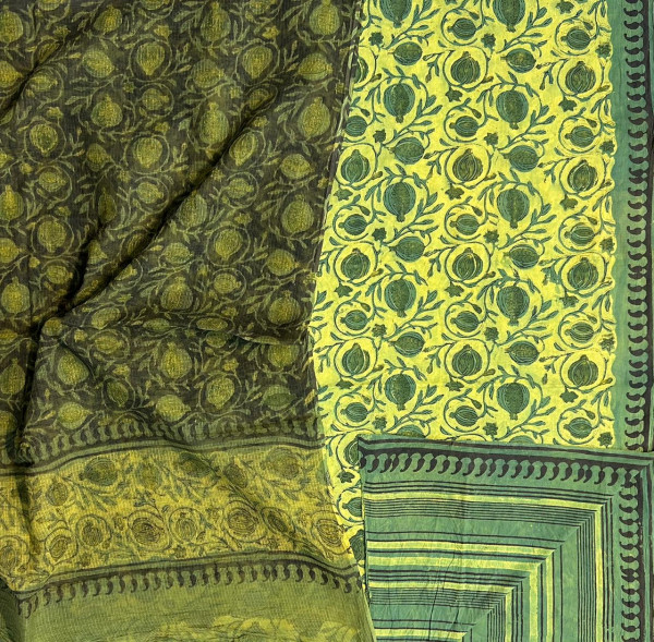 Ajrakh Vanaspati Nashpal Jaal Cotton Suit Set with Kota Doria Dupatta (3-Piece)