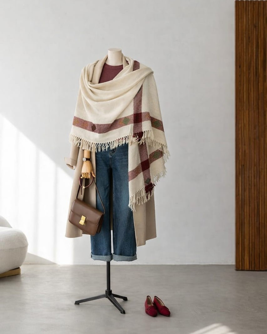 Ivory Nomad Weave Stole