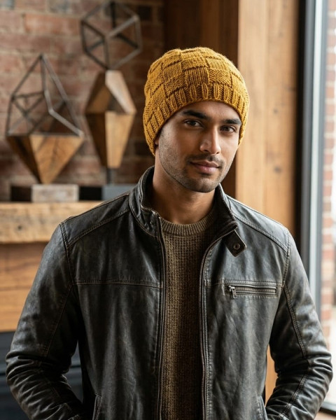 Image of Ochre Grid Crest Cap