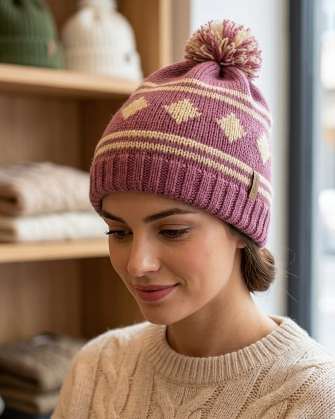 Mulberry Crest Pom Cap