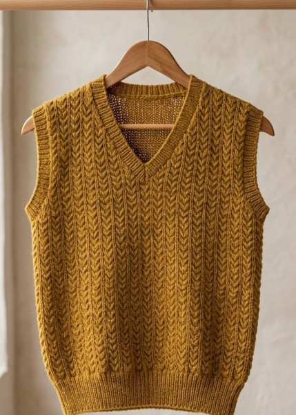 Image of Golden Cedar Vest Woolen Sweater