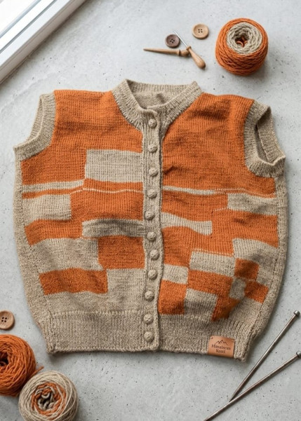 Image of Terracotta Horizon Vest Woolen Sweater