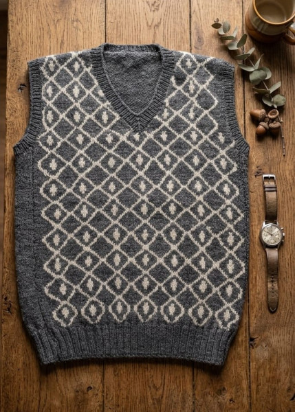 Image of Silvercrest Argyle Vest Sweater