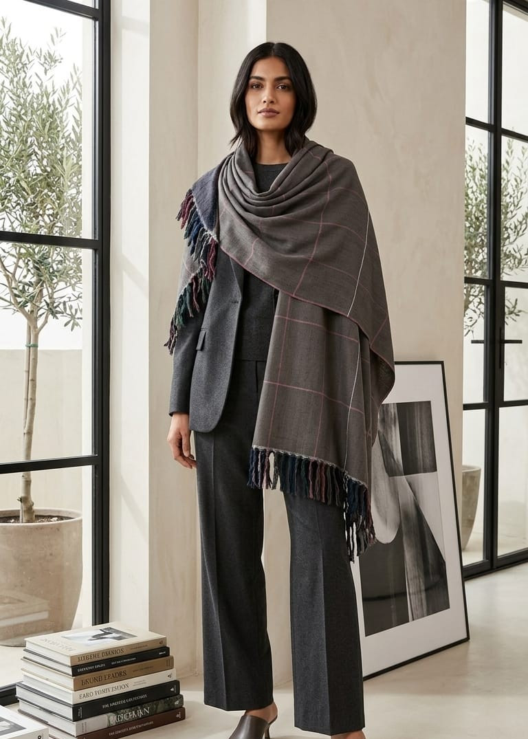 Ashen Grid  Highlands Shawl
