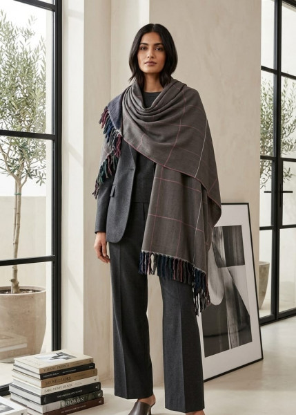 Image of Ashen Grid  Highlands Shawl